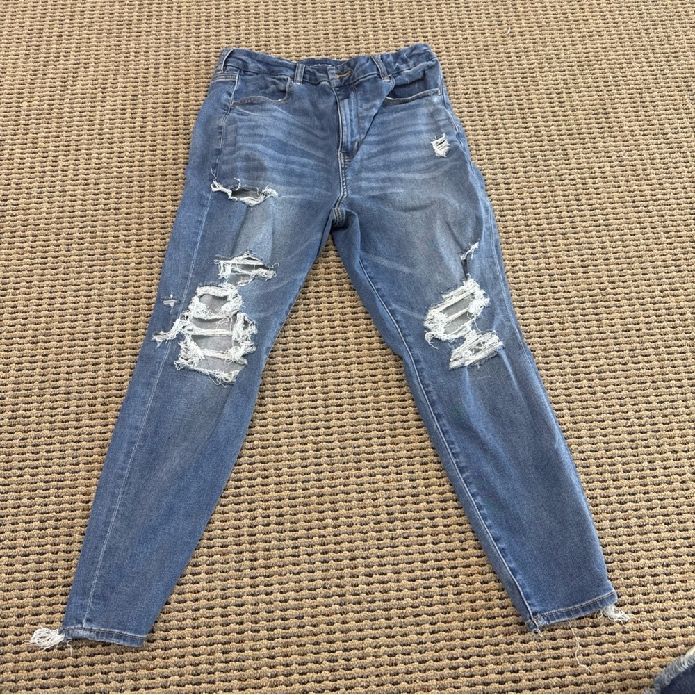 American Eagle Eagle Distressed Blue Jeggings size 14 short